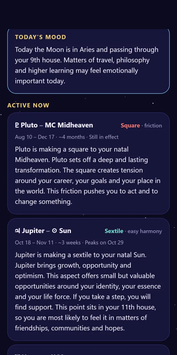 The Riduna app: Transits